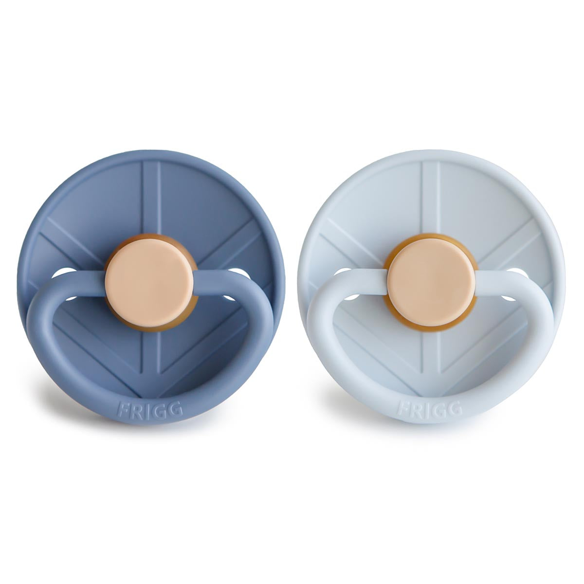 FRIGG Viking Pacifier 2 Pack Latex – 0-6 months / Pale Blue and Cream