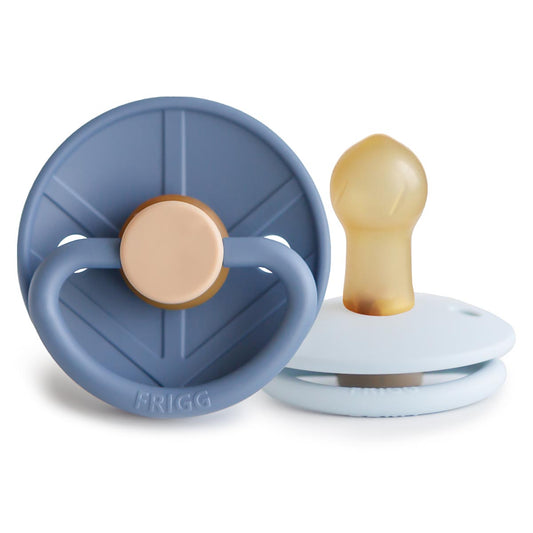 FRIGG Viking Pacifier 2 Pack Latex – 0-6 months / Pale Blue and Cream