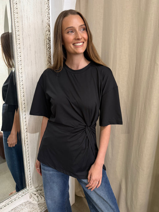 ESME KNOT TEE - BLACK