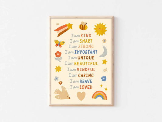 Illustrated Affirmation Print - Modern Educational Kid's Art: A3