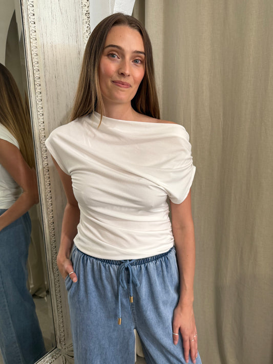 ROWE DRAPE TOP - IVORY
