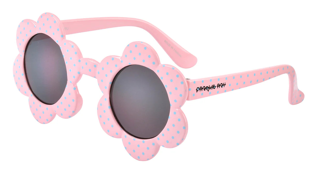 Daisy Toddler Sunglasses – Pink with Aqua Spots (0-3 years)