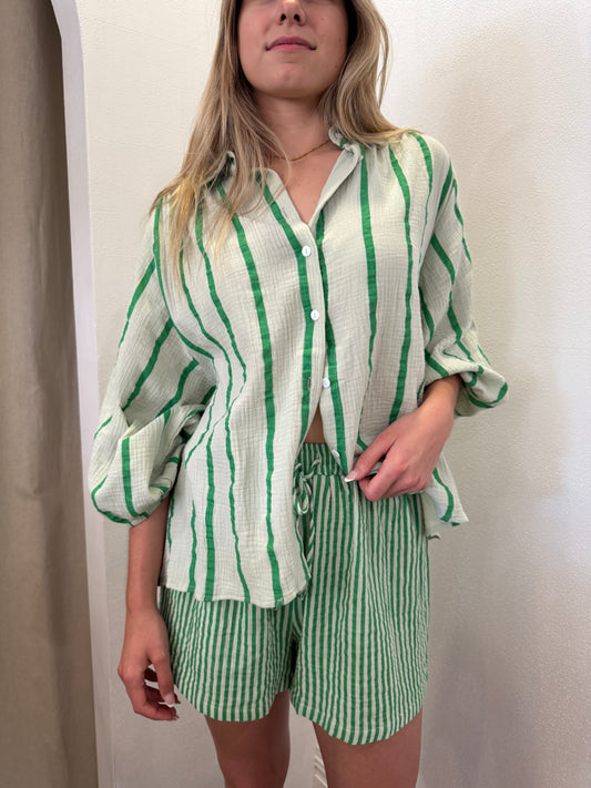 SHAE STRIPE SHORTS - GREEN