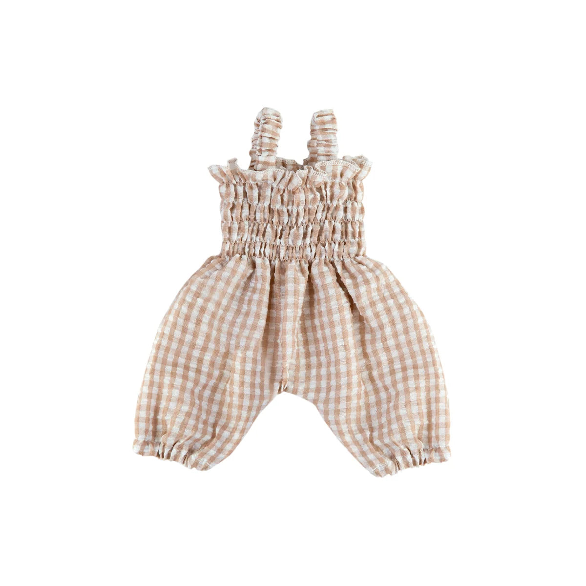 Florence Smocked Doll Jumpsuit fits 34-38cm Dolls - Beige Gingham