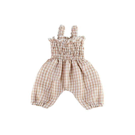 Florence Smocked Doll Jumpsuit fits 34-38cm Dolls - Beige Gingham