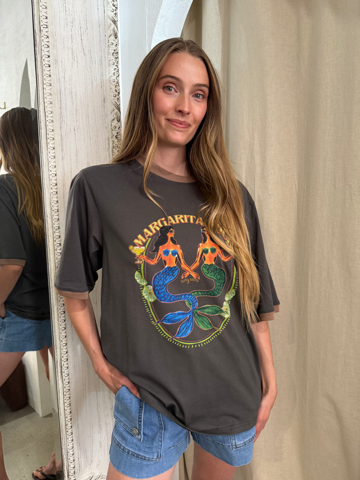 MARGARITA TOUR TEE - CHARCOAL/TAN