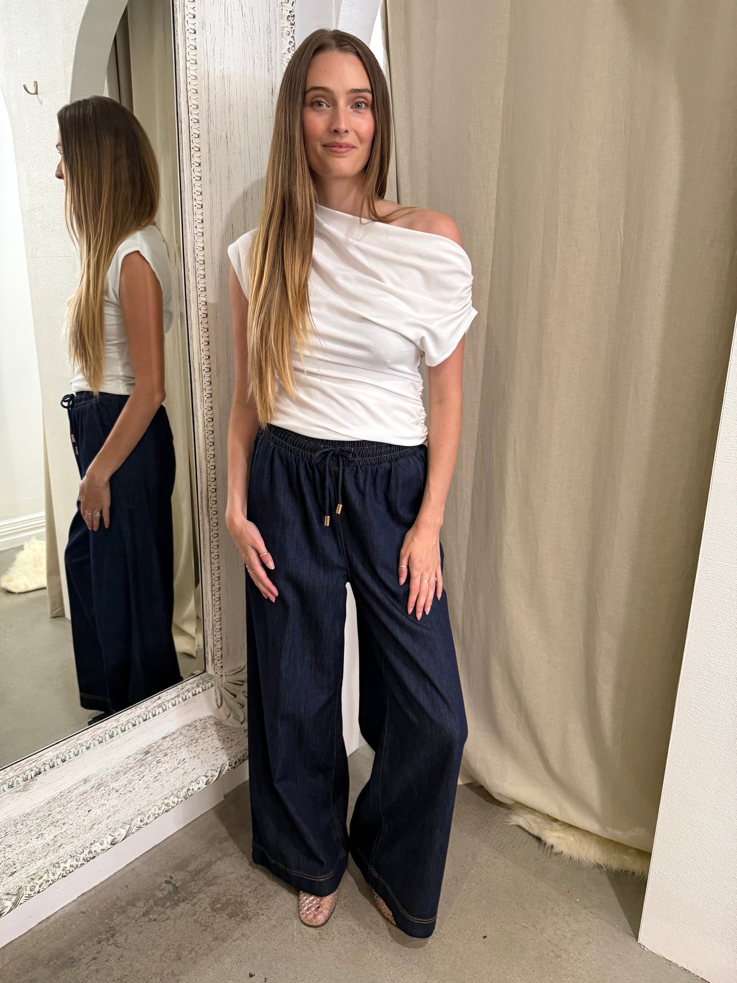 ROWE DRAPE TOP - IVORY