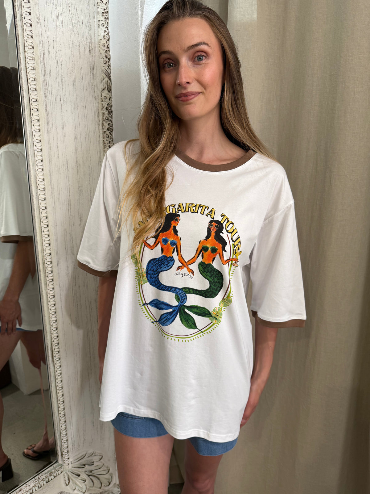 MARGARITA TOUR TEE - WHITE/TAN