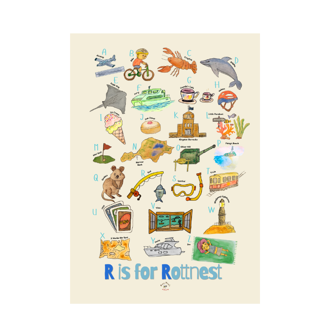 A4 Rottnest Alphabet Print- 'Butter Yellow'