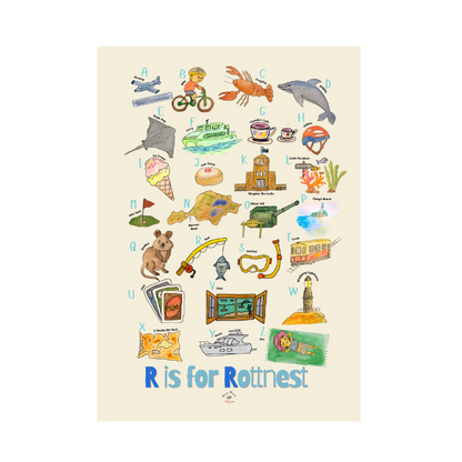 A4 Rottnest Alphabet Print- 'Butter Yellow'