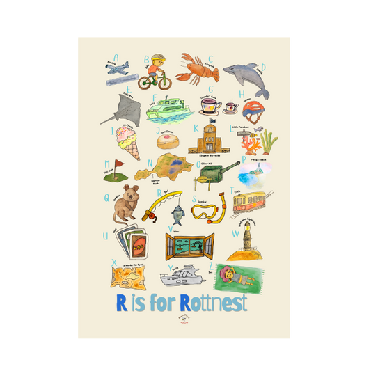A4 Rottnest Alphabet Print- 'Butter Yellow'