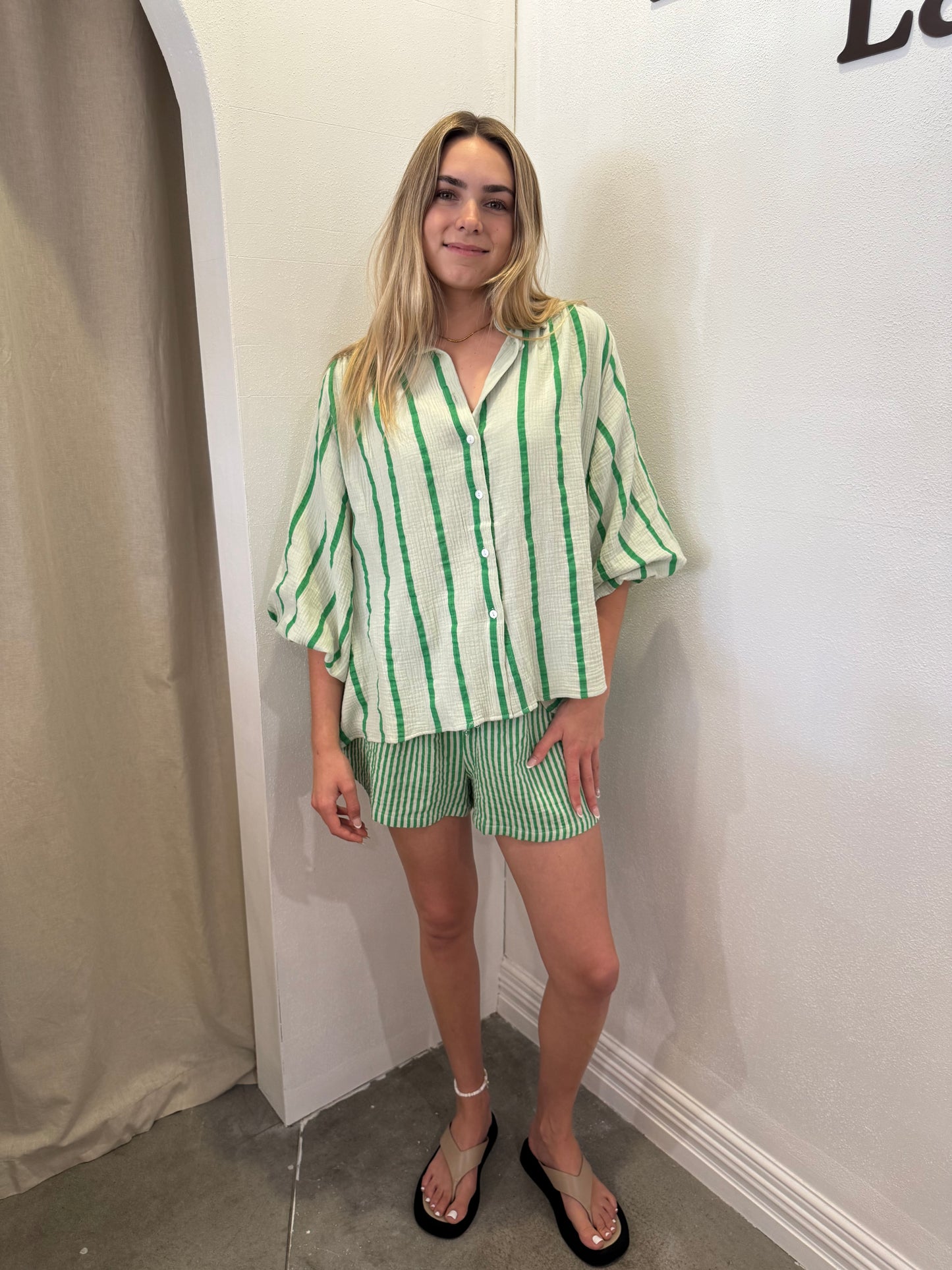 SHAE STRIPE SHIRT - GREEN