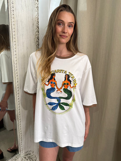 MARGARITA TOUR TEE - WHITE/TAN