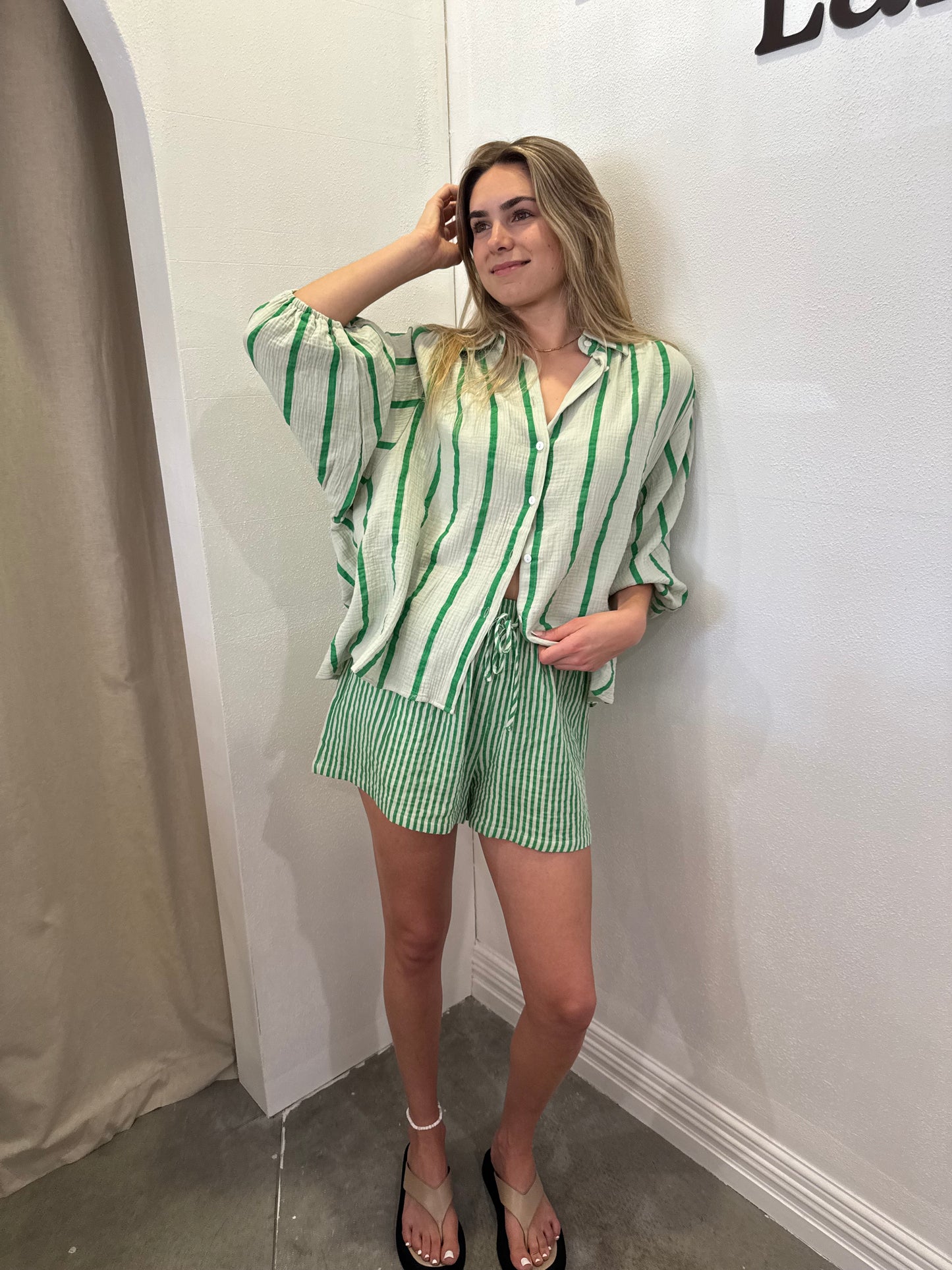 SHAE STRIPE SHIRT - GREEN