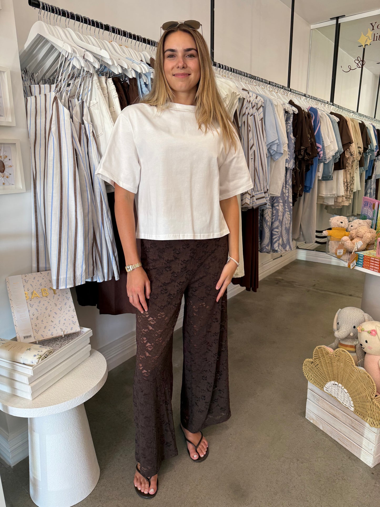 RUE LACE PANTS - BROWN