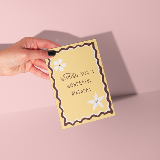 Wishing You A Wonderful Birthday. flower card (yellow)