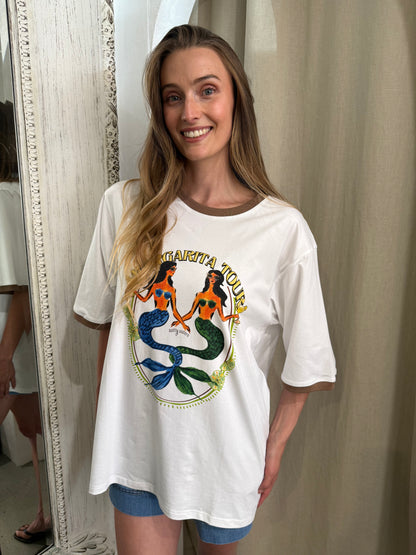 MARGARITA TOUR TEE - WHITE/TAN