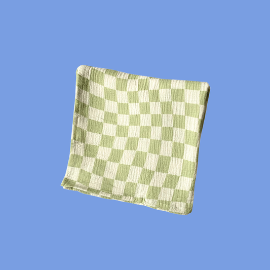 Checked Organic Cotton Baby Swaddle - Lime