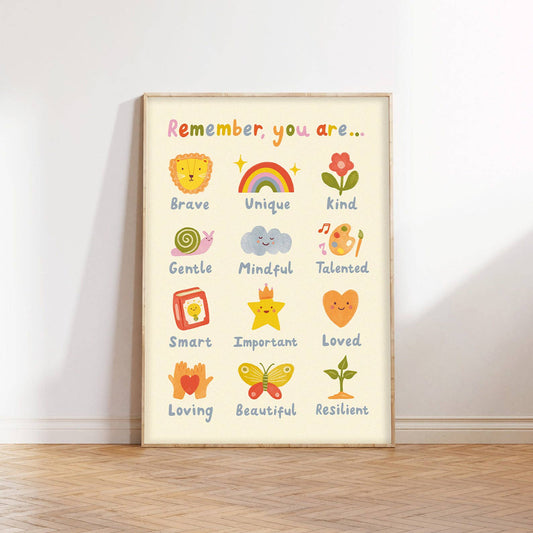 Remember, You Are Print - Modern Educational Kid's Wall Art : A3