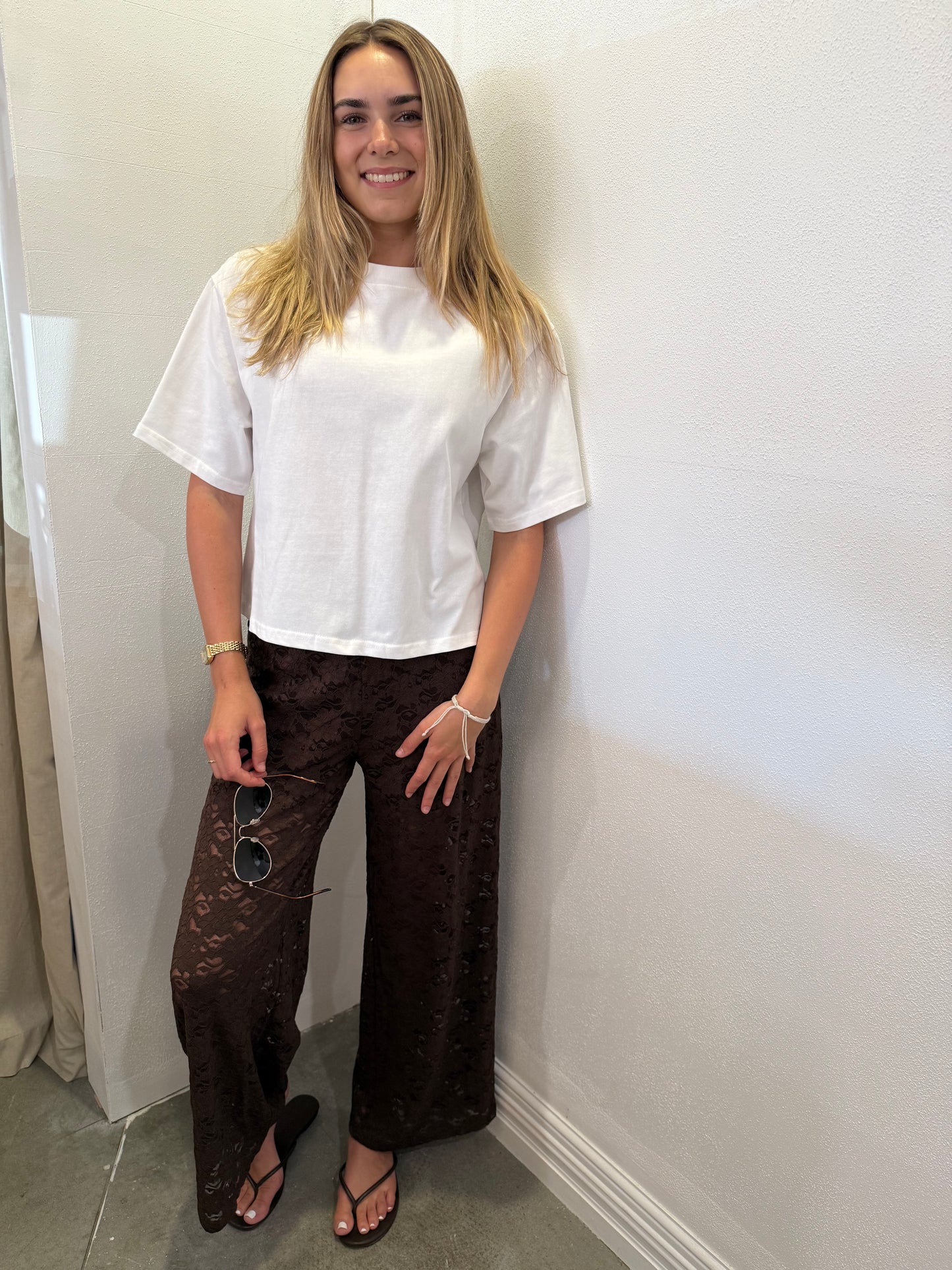 RUE LACE PANTS - BROWN