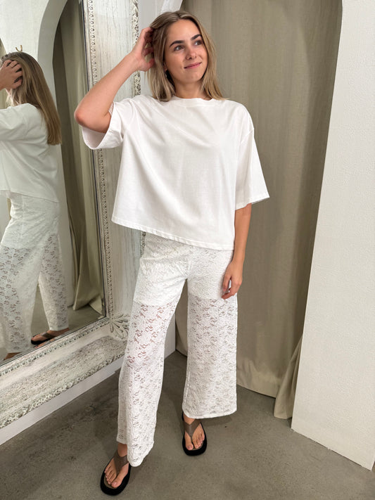 RUE LACE PANTS - WHITE