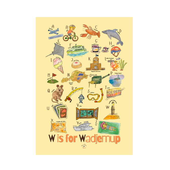 A4 Rottnest Alphabet Print- 'Butter Yellow'