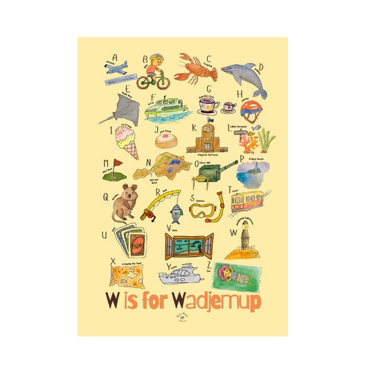 A4 Rottnest Alphabet Print- 'Butter Yellow'
