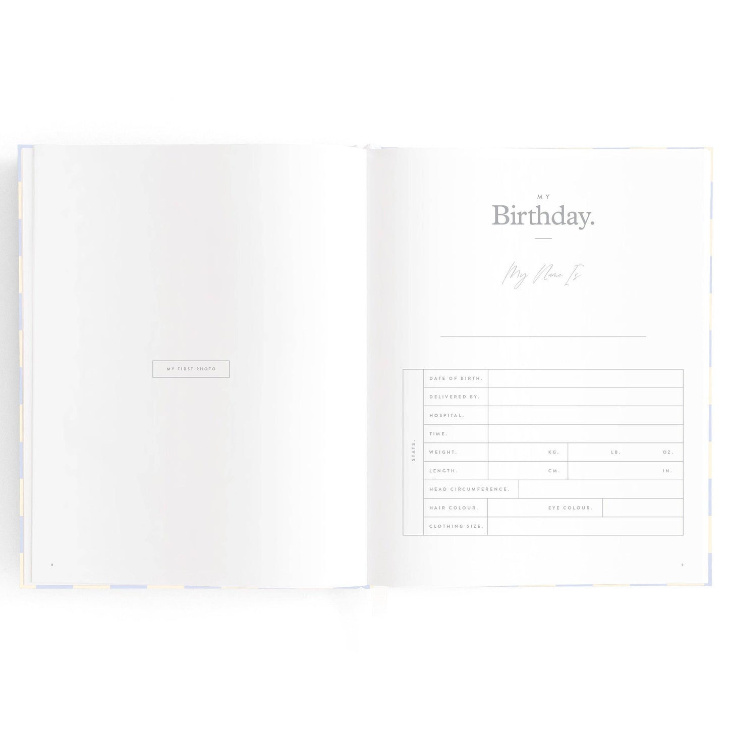 Baby Book Blue Check Boxed