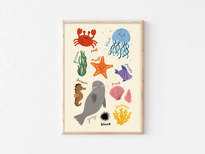 Colours Underwater Print - Modern Educational Kid's Art: A4