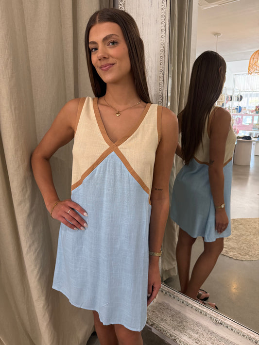 ODETTE CONTRAST MINI DRESS