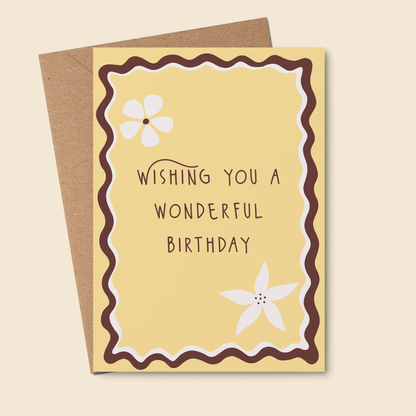 Wishing You A Wonderful Birthday. flower card (yellow)