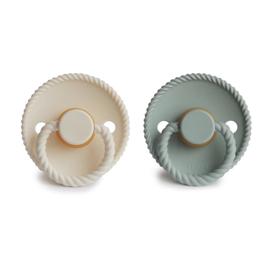 FRIGG Rope Pacifier 2 Pack Latex – 0-6 months / Sage and Cream
