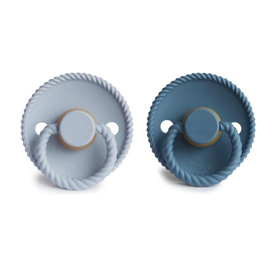 FRIGG Rope Pacifier 2 Pack Latex – 6-18 months / Powder Blue and Ocean View