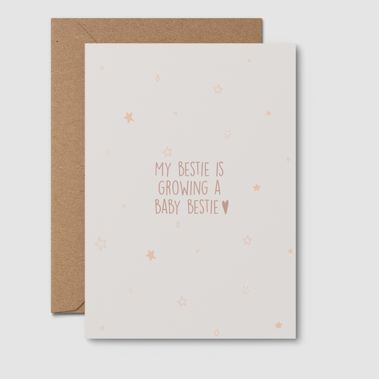 Growing baby bestie | GREETING CARD, baby shower, newborn