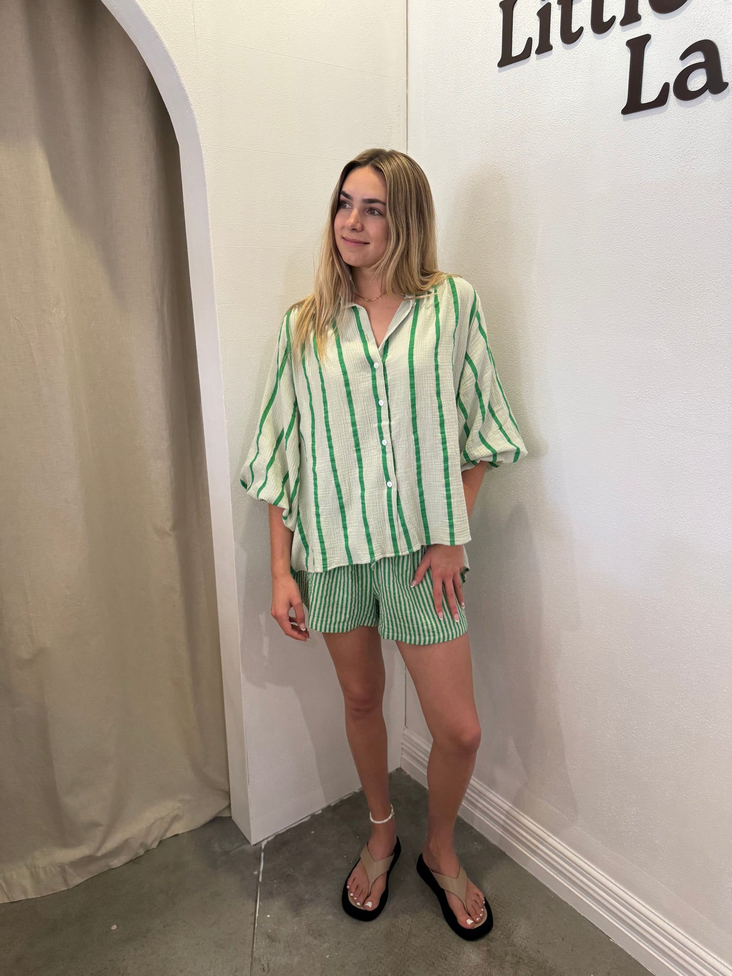 SHAE STRIPE SHIRT - GREEN