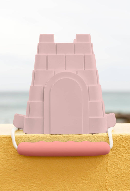 Silicone Beach Bucket - Clovelly Castle: Pink with bright pink handle
