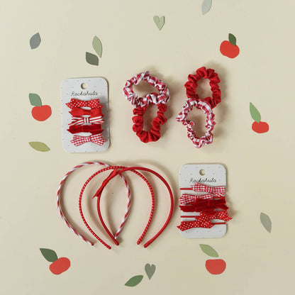 School Bow Clip Set Red