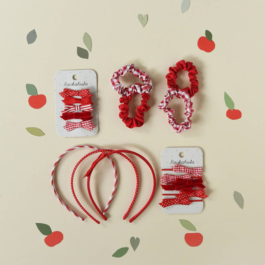 School Bow Clip Set Red