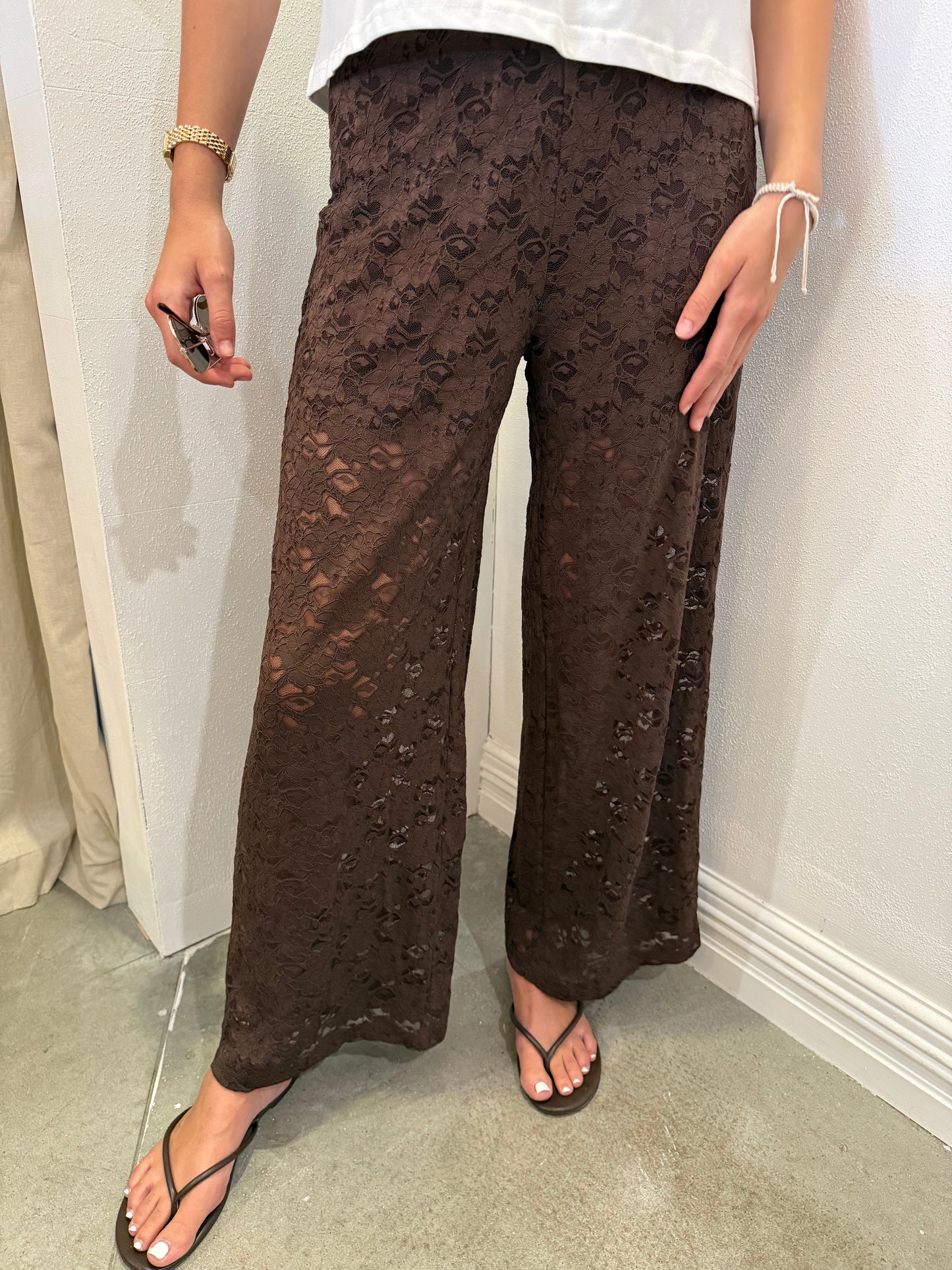 RUE LACE PANTS - BROWN