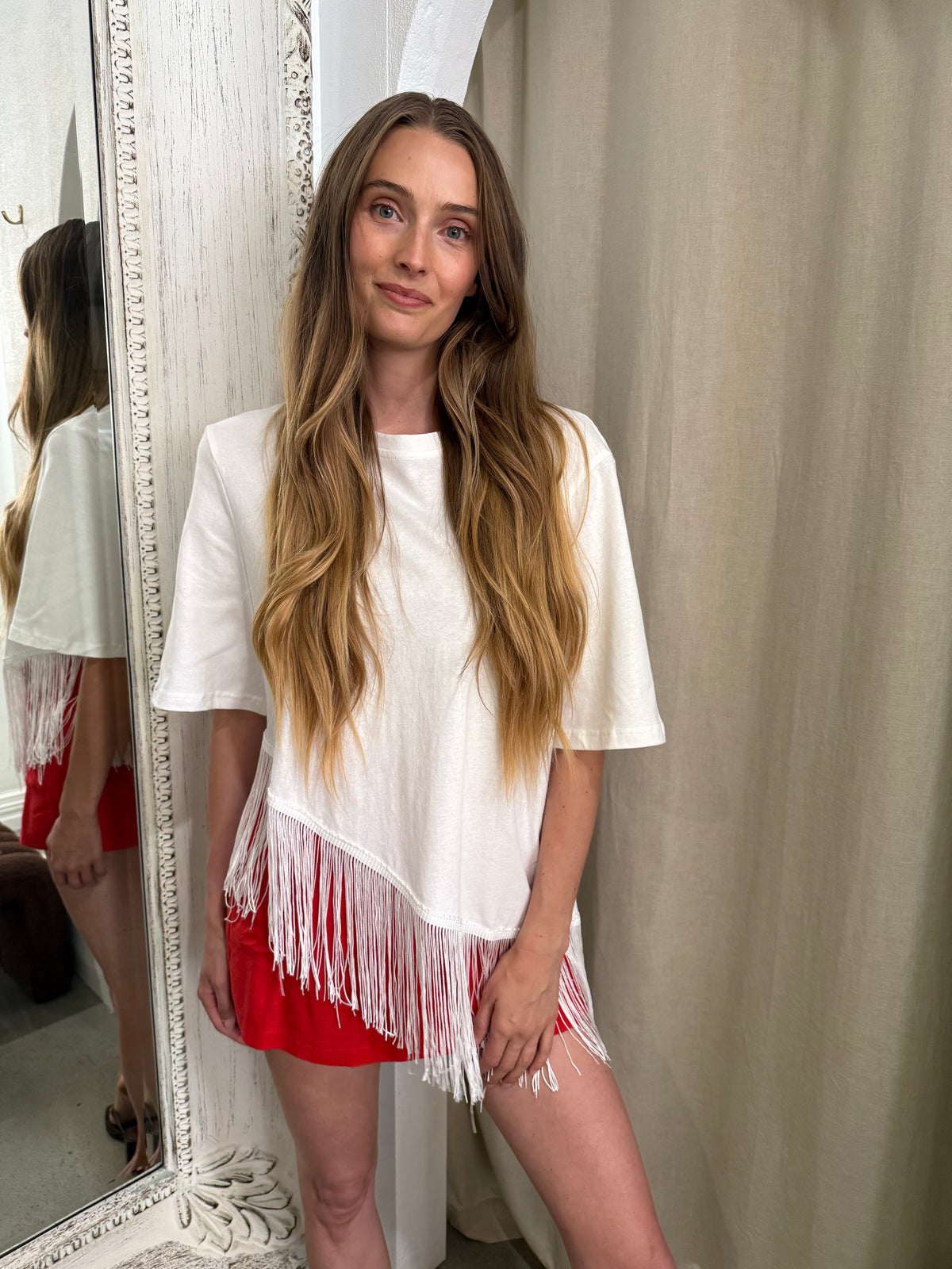 PENELOPE FRINGE TEE - MILK
