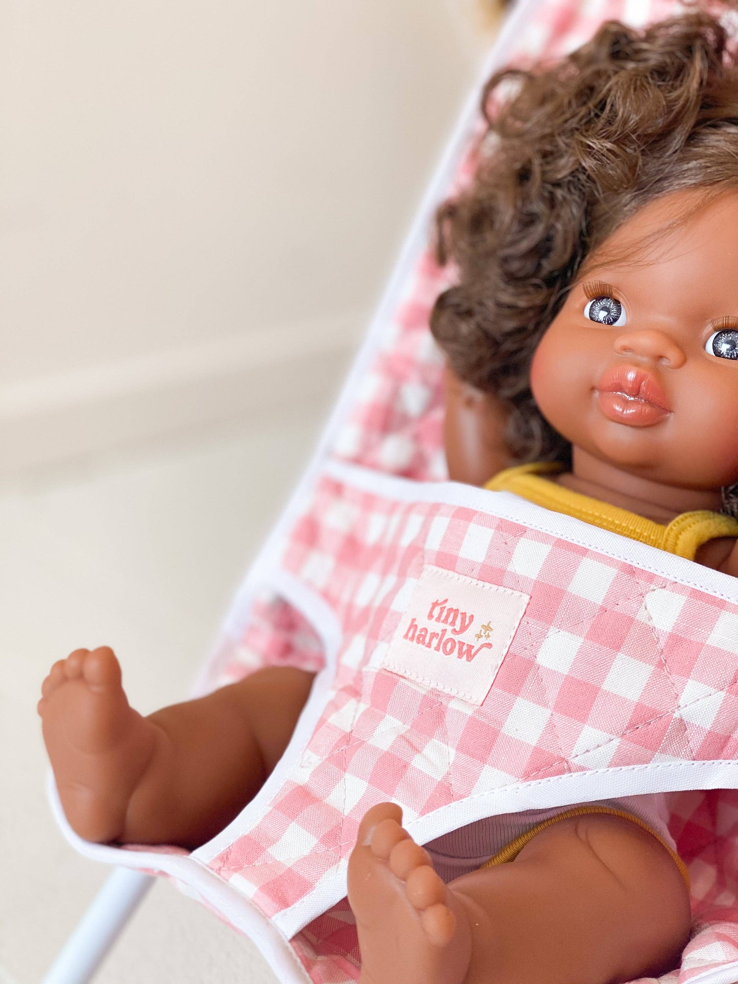 Tiny Harlow Folding Doll's Stroller - Pink Gingham