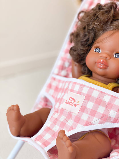 Tiny Harlow Folding Doll's Stroller - Pink Gingham