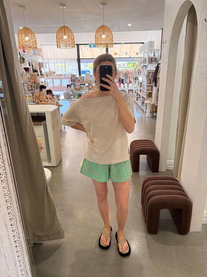 SHAE STRIPE SHORTS - GREEN