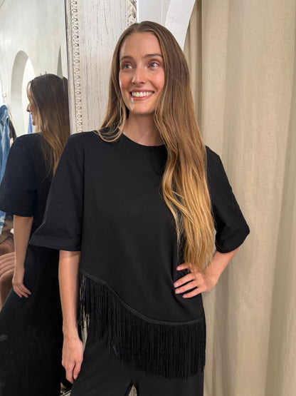 PENELOPE FRINGE TEE - MIDNIGHT