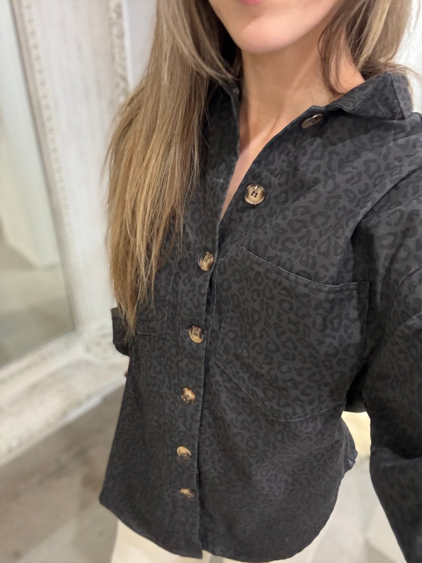 LENI JACKET - CHARCOAL LEOPARD