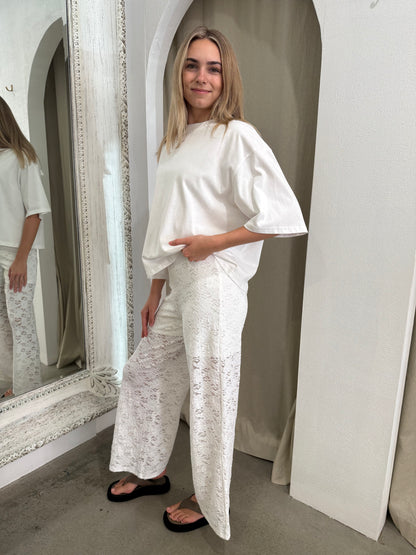 RUE LACE PANTS - WHITE