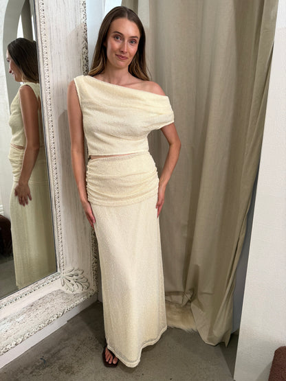 PORTOFINO DRAPE SKIRT SET - BUTTER