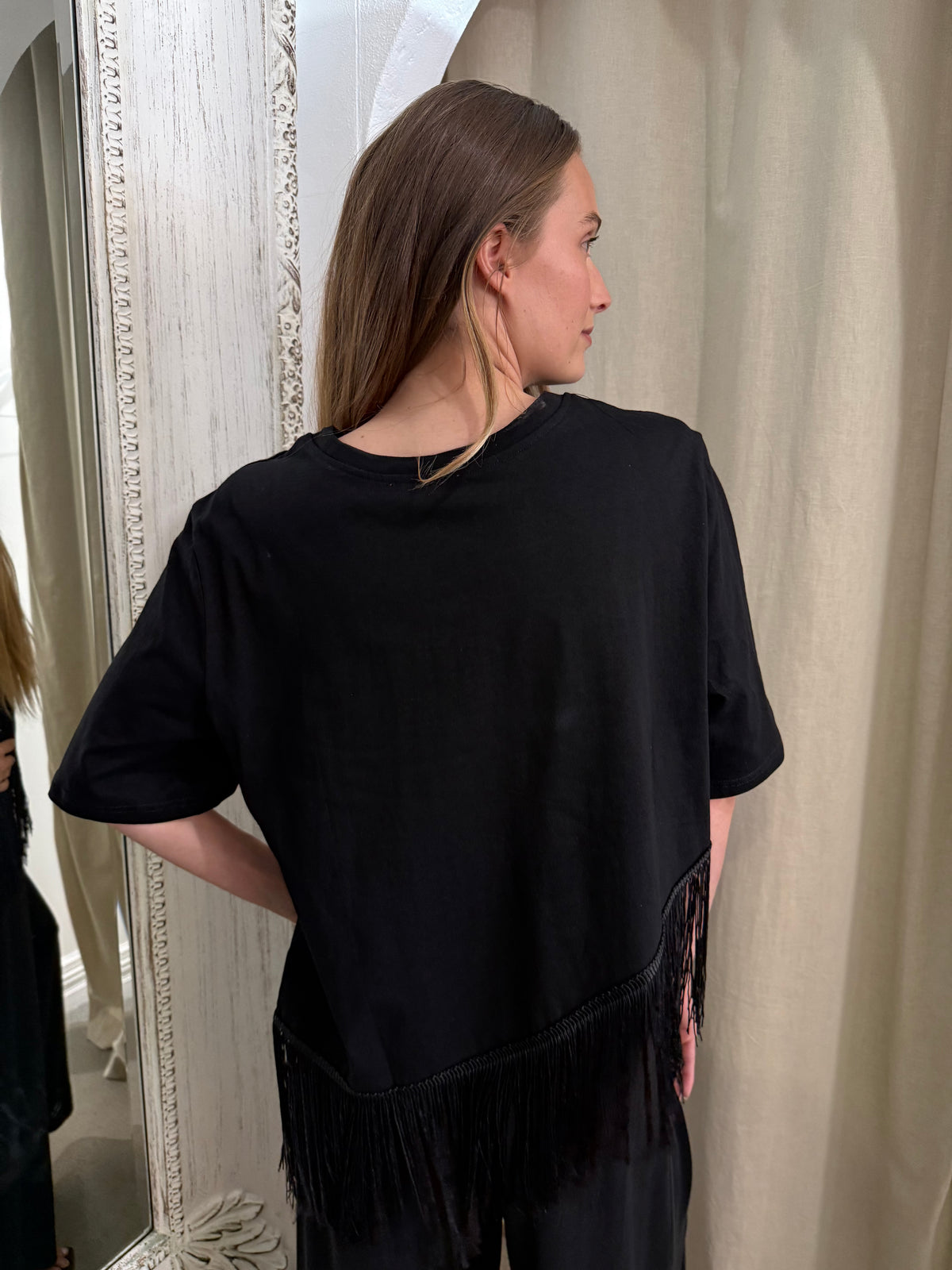PENELOPE FRINGE TEE - MIDNIGHT