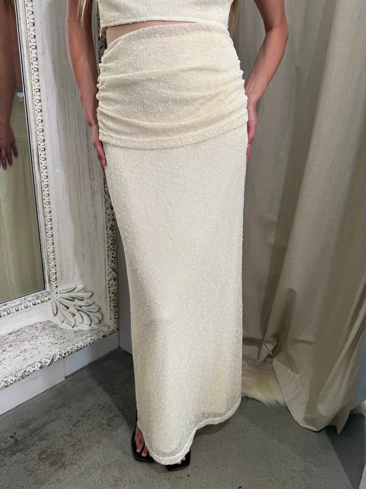 PORTOFINO DRAPE SKIRT SET - BUTTER