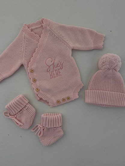 SHE’S HERE KNIT SET — PETAL PINK